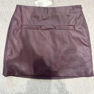 Maroon Leather Skirt
